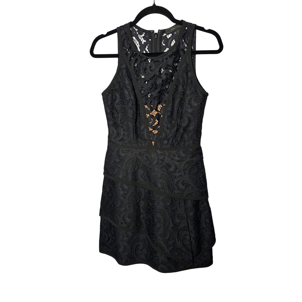 BCBGMAXAZRIA Dress 2 Black Lace Tiered Sleeveless Hanah Cocktail Gothic Chic